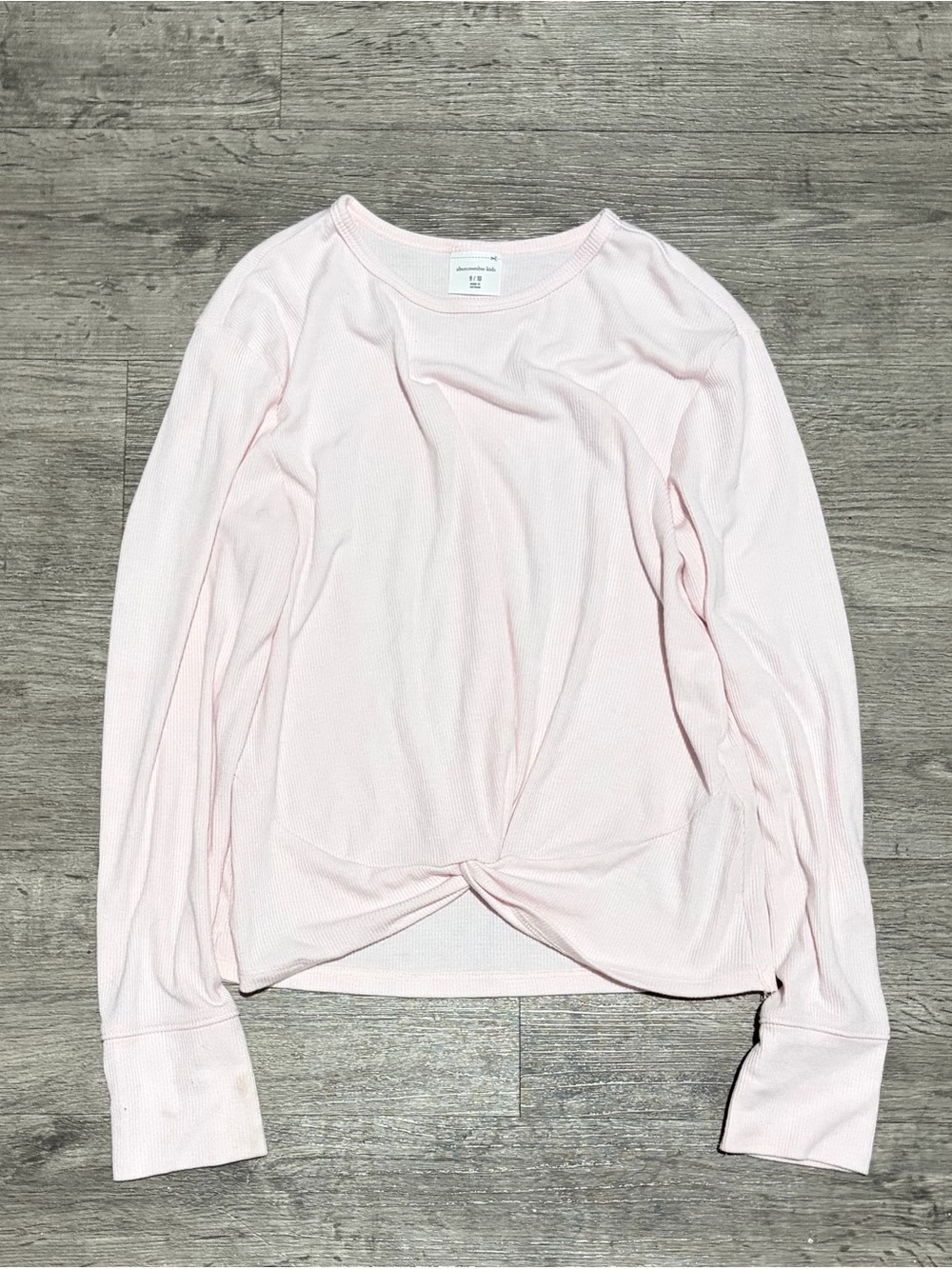 Light Pink Long-Sleeve Twist Front Kid’s Top